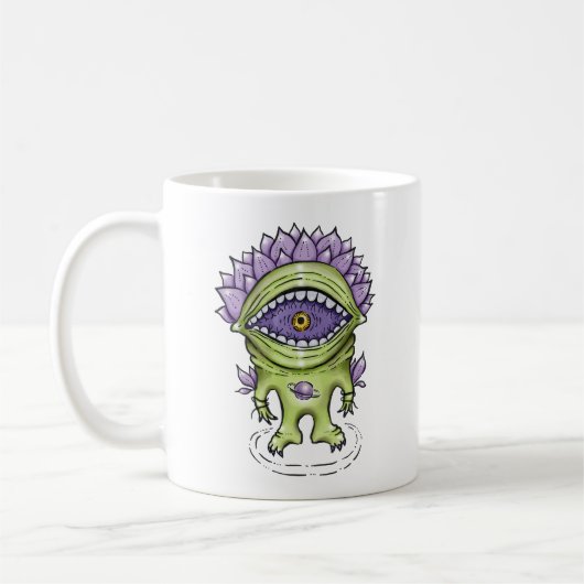 Alien Pflanze Charakter - Astronautenkreatur Kaffeetasse (Links)