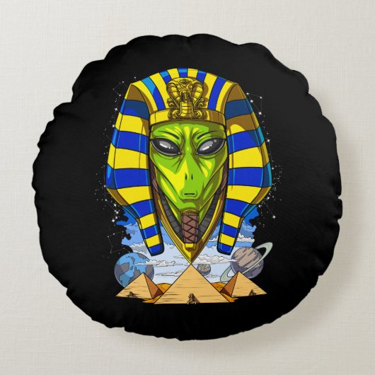 Alien Pharaoh Ägypten Tutankhamun Ancient Annunaki Rundes Kissen (Vorderseite)