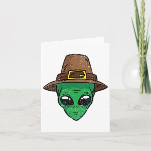 Alien Pilgrim Hat Erntedank Day Cool Ufo Fall A Karte (Vorderseite)