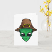 Alien Pilgrim Hat Erntedank Day Cool Ufo Fall A Karte (Gelbe Blume)