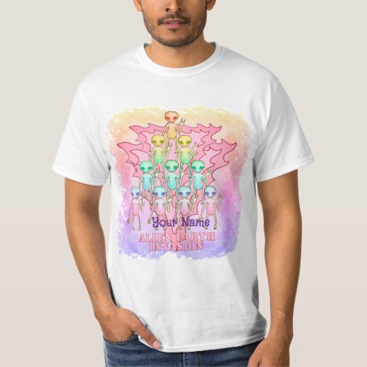 Alien Pink Erdinvasion T-Shirt (Vorderseite)