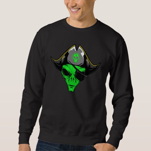 Alien-Pirat-Hut Halloween-Kostüm Sweatshirt (Vorderseite)