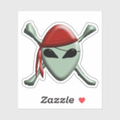 Alien-Pirat Jolly Roger Aufkleber (Blatt)