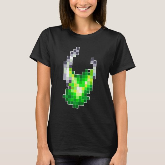 Alien Pixel Geek Nerd Retro Graphic T-Shirt (Vorderseite)