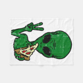 Alien Pizza Eating Peace Fun Space Area-51 Hallowe Fleecedecke (Vorderseite (Horizontal))