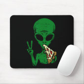 Alien Pizza Eating Peace Fun Space Area-51 Hallowe Mousepad (Mit Mouse)
