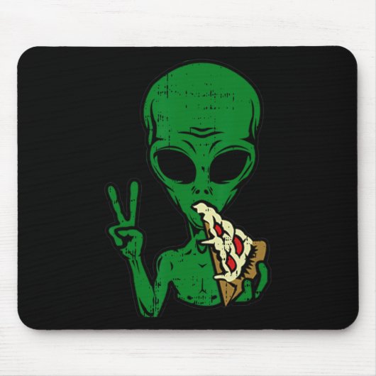 Alien Pizza Eating Peace Fun Space Area-51 Hallowe Mousepad (Vorne)