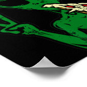 Alien Pizza Eating Peace Fun Space Area-51 Hallowe Poster (Ecke)