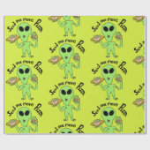 Alien Pizza Geschenkpapier (Flach)