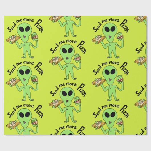 Alien Pizza Geschenkpapier (Flach)