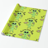Alien Pizza Geschenkpapier (Ungerollt)