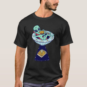 Alien Pizza Illustration Space Ufo Grafik T-Shirt