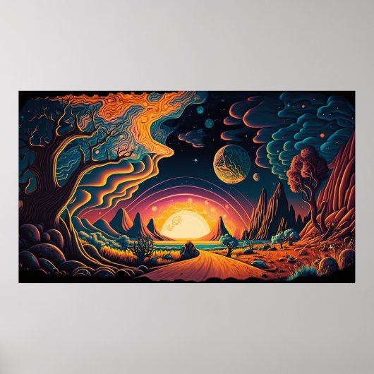 Alien-Planet im psychedelischen Raum Poster (Vorne)