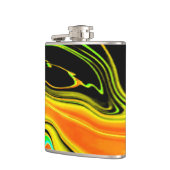 Alien Planet Marble Green Orange Black Flachmann (Links)