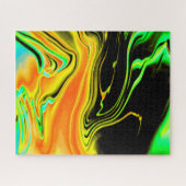 Alien Planet Marble Green Orange Black Puzzle (Horizontal)