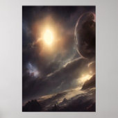 Alien Planet, Mond und Sonne am Himmel | Art der A Poster (Vorne)