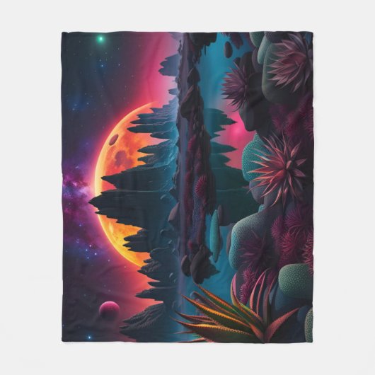 Alien Planet Moon Fleecedecke (Vorderseite)