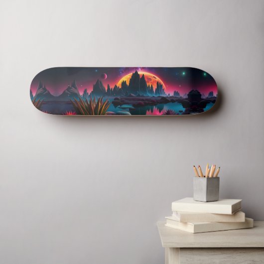 Alien Planet Moon Skateboard (Wandkunst (Horz))