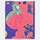 Alien Planet Retro SciFi Fleecedecke (Vorderseite)