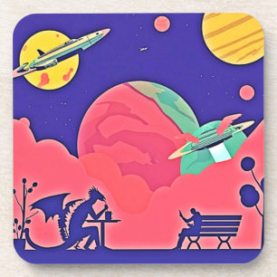 Alien Planet Retro SciFi Getränkeuntersetzer