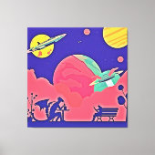 Alien Planet Retro SciFi Leinwanddruck (Vorderseite)