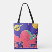Alien Planet Retro SciFi Tasche (Rückseite)