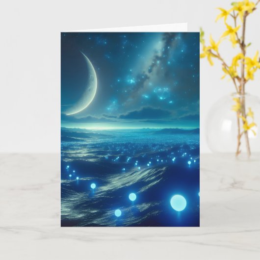 Alien Planet und Alien LIfeforms in Blue Karte (Gelbe Blume)