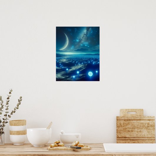 Alien Planet und Alien LIfeforms in Blue Poster (Küche)