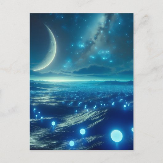 Alien Planet und Alien LIfeforms in Blue Postkarte (Vorderseite)