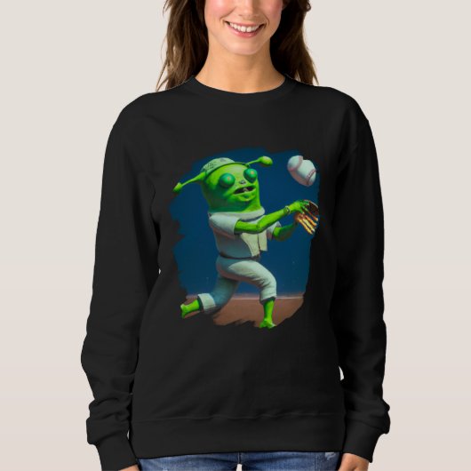 Alien Playing Baseball  Aliens Baseball Sweatshirt (Vorderseite)