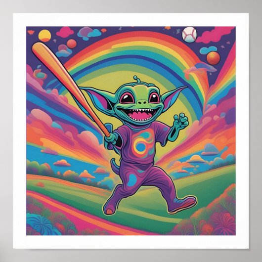 Alien Playing Baseball Poster (Vorne)