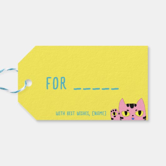 Alien Pocket Cat Geschenkanhänger (Rückseite Horizontal)