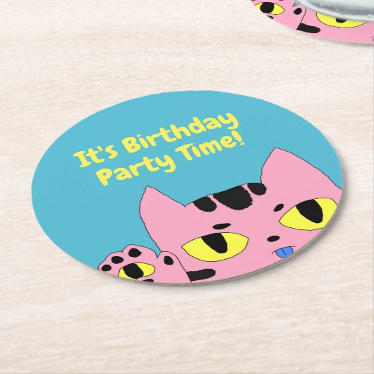 Alien Pocket Cat Runder Pappuntersetzer (Angewinkelt)