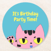 Alien Pocket Cat Runder Pappuntersetzer (Vorderseite)