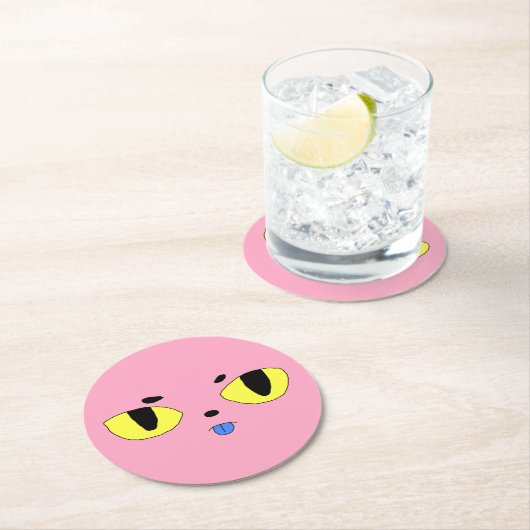 Alien Pocket Cat Runder Pappuntersetzer (Vor Ort)