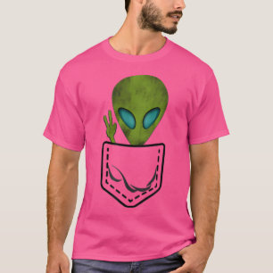 Alien Pocket Cool Funny Niedlich Peace - Ufo-Gesch T-Shirt