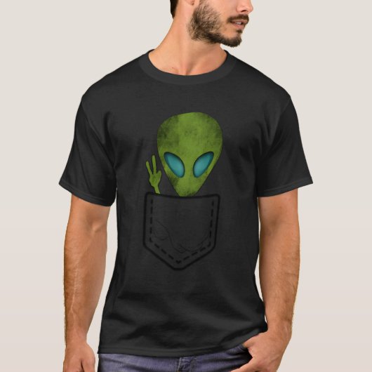 Alien Pocket Peace Ufo T-Shirt (Vorderseite)