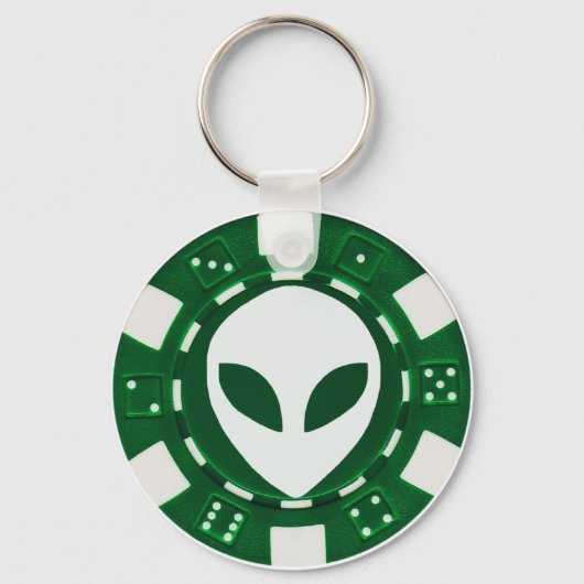 Alien Poker Chip grün Schlüsselanhänger (Vorderseite)