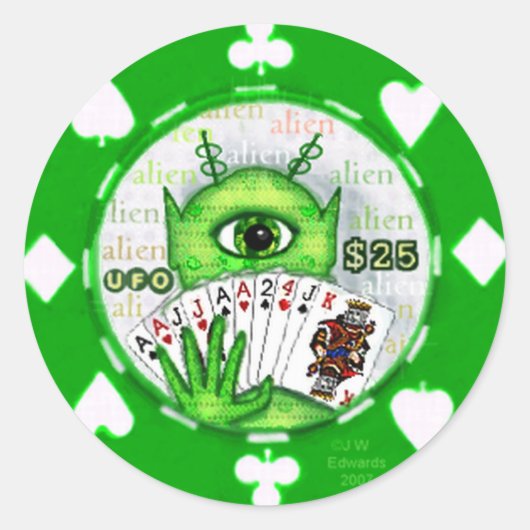 Alien Poker Chip Sticker (Vorderseite)