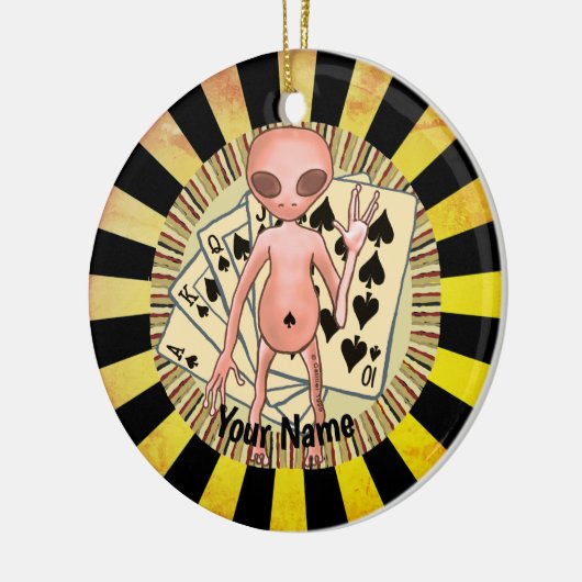 Alien Poker Keramik Ornament (Links)