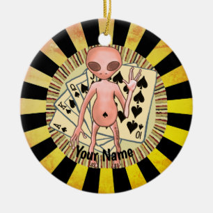 Alien-Poker-Schmuck Keramik Ornament