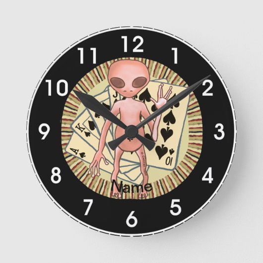 Alien-Poker-Uhr Runde Wanduhr (Vorderseite)