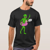 Alien Pool Party Flamingo Float Ufo Extraterrestr T-Shirt (Vorderseite)