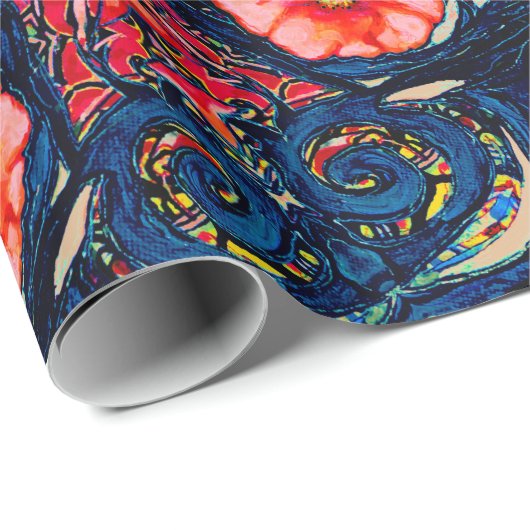 Alien Poppy Pattern Geschenkpapier (Rolleneckpunkt)