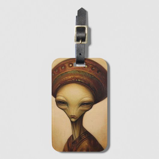 Alien Portrait Gepäckanhänger (Vorderseite Vertikal)