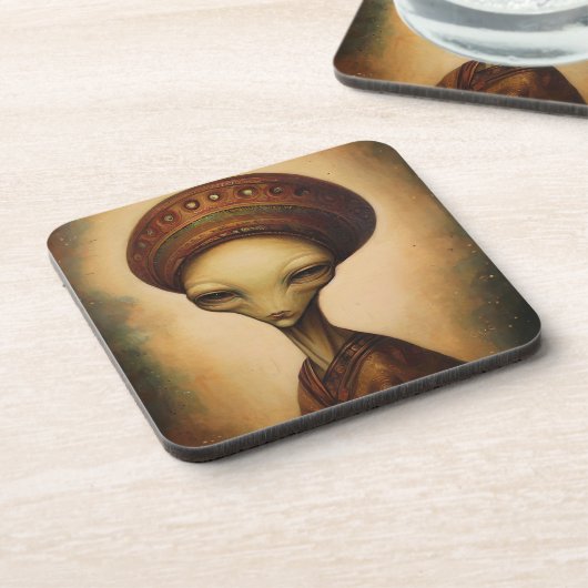 Alien Portrait Getränkeuntersetzer (Linke Seite)