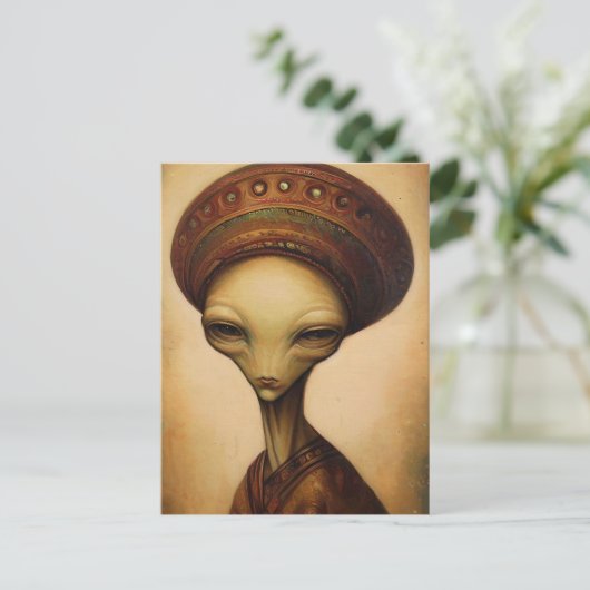 Alien Portrait Postkarte (Stehend Vorderseite)