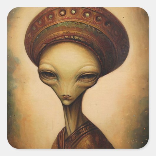 Alien Portrait Quadratischer Aufkleber (Vorderseite)
