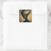 Alien Portrait Quadratischer Aufkleber (Tasche)