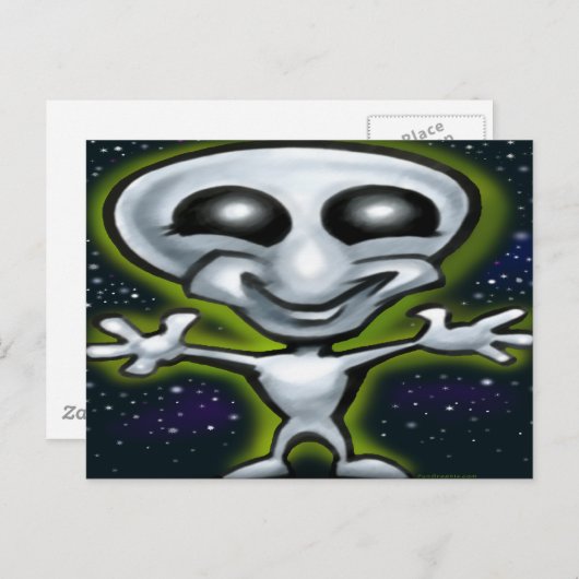Alien Postkarte (Vorne/Hinten)